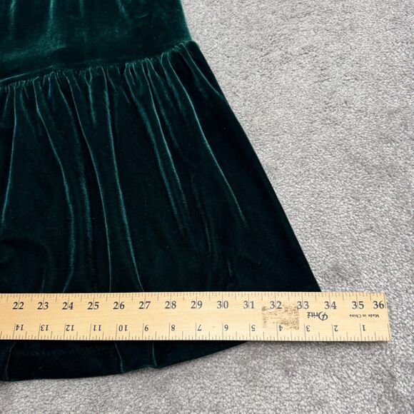J.Crew Factory Velvet Sleeveless Tiered Midi Dress Women 8 Green Ruffle Neck NWT - Picture 11 of 15
